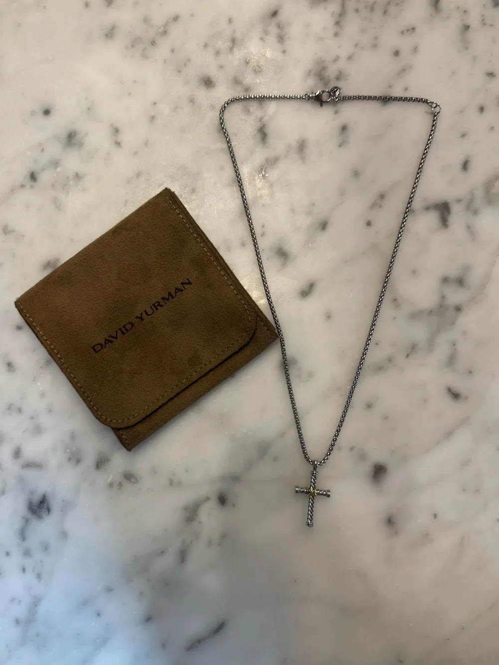 David Yurman Cable Cross Pendant with 20in DY Box Chain